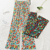 Redős női nadrág virágmintával és gumírozással