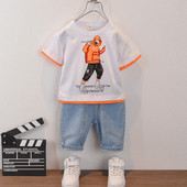 Új modell kétrészes gyerek szett fiú farmer + blúzhoz