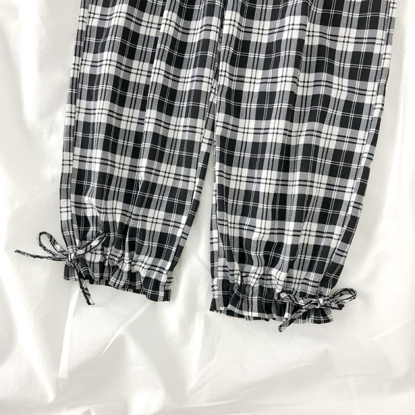 Naiste ruudulised püksid elastse vöökohaga - lai mudel