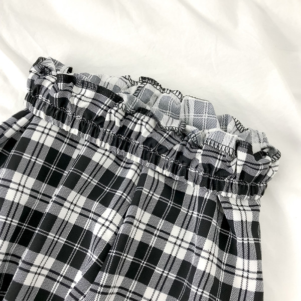 Naiste ruudulised püksid elastse vöökohaga - lai mudel