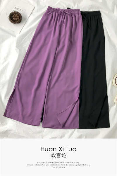 Női alkalmi nadrág nyakkendővel és gumis derékkal