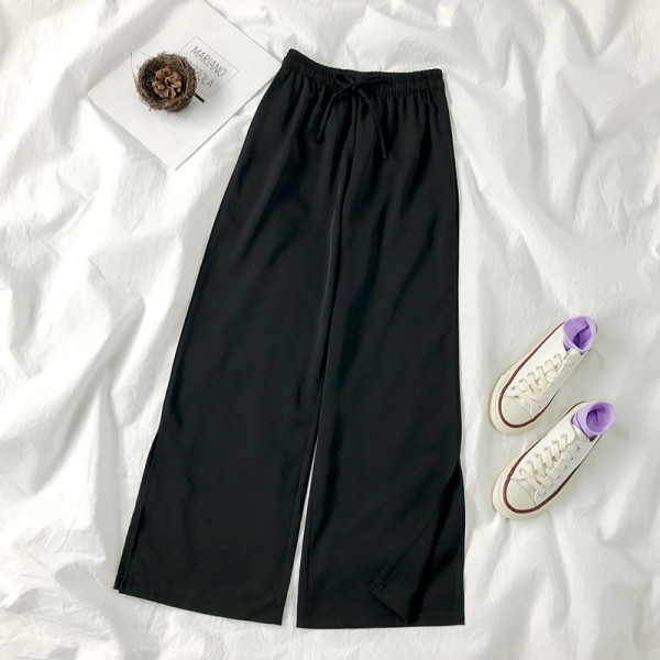 Női alkalmi nadrág nyakkendővel és gumis derékkal