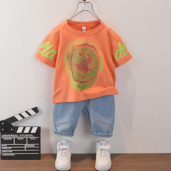 Gyerekkészlet fiúknak kétrészes rövid farmer + rövid ujjú blúz