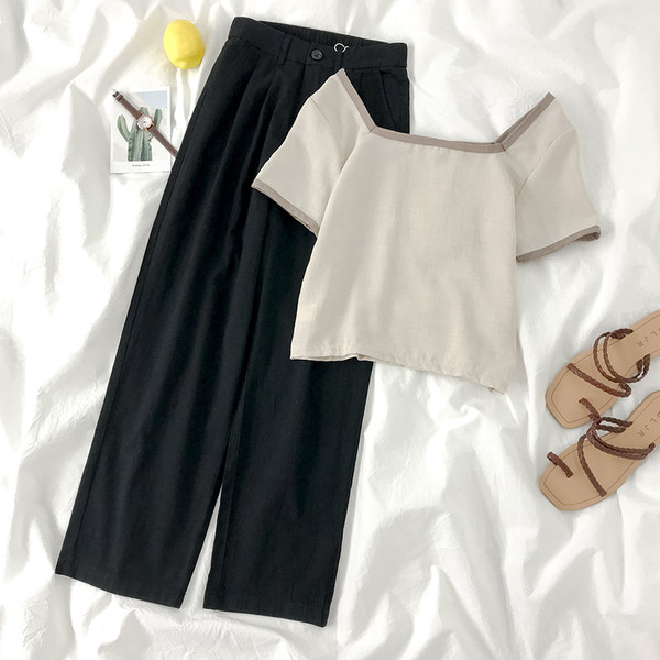 Női nadrág zsebekkel - egyenes modell