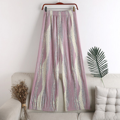 Redős női hosszú nadrág elasztikus, magas derékkal