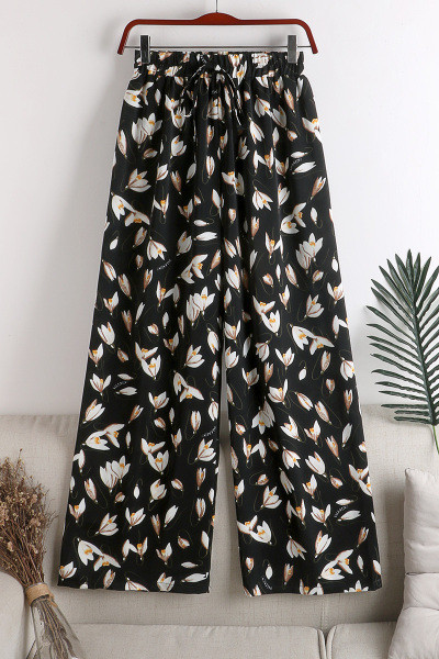 Nyári női nadrág magas derékkal és nyakkendővel - többféle modell