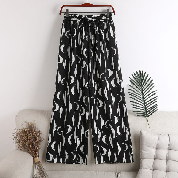 Nyári női nadrág magas derékkal és nyakkendővel - többféle modell