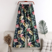 Ikdienas sieviešu bikses ar ziedu rakstu un saitēm