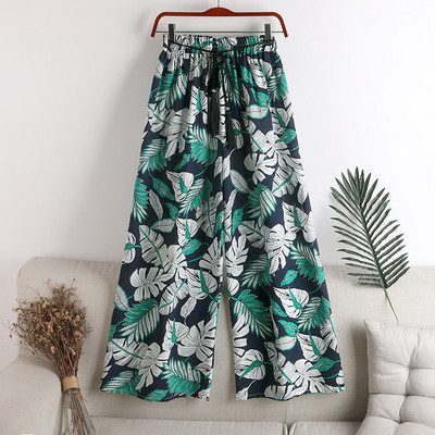 Ikdienas sieviešu bikses ar ziedu rakstu un saitēm