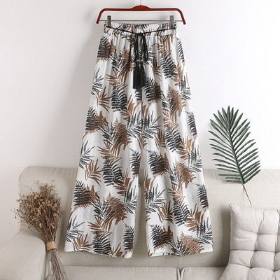 Ikdienas sieviešu bikses ar ziedu rakstu un saitēm