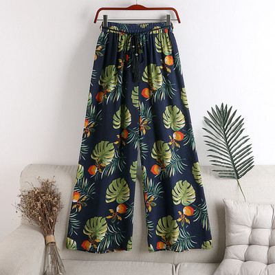 Ikdienas sieviešu bikses ar ziedu rakstu un saitēm