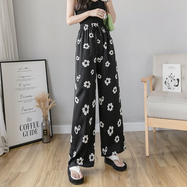 Női hosszú, széles nadrág gumival és megkötővel