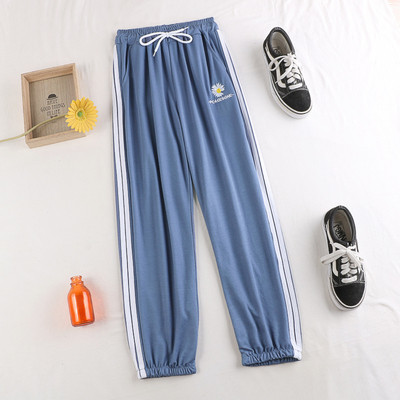 Καθημερινό υναικείο παντελόνι με κέντημα και κορδόνια