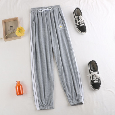 Καθημερινό υναικείο παντελόνι με κέντημα και κορδόνια