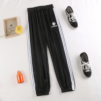 Καθημερινό υναικείο παντελόνι με κέντημα και κορδόνια