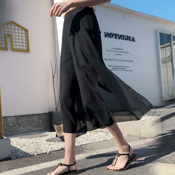 Sieviešu bikses ar šķēlumu un 7/8 garumu