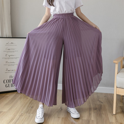 Moderne ženske plisirane hlače na elastiku i visokog struka