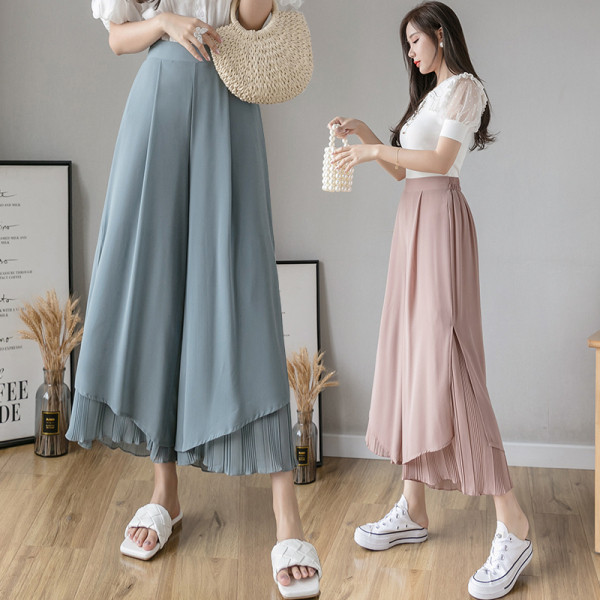 Női alkalmi széles nadrág, magas derékkal