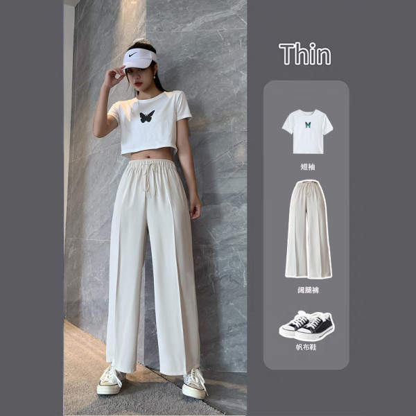 Moodsad naiste pikad laiad elastse vöökohaga püksid