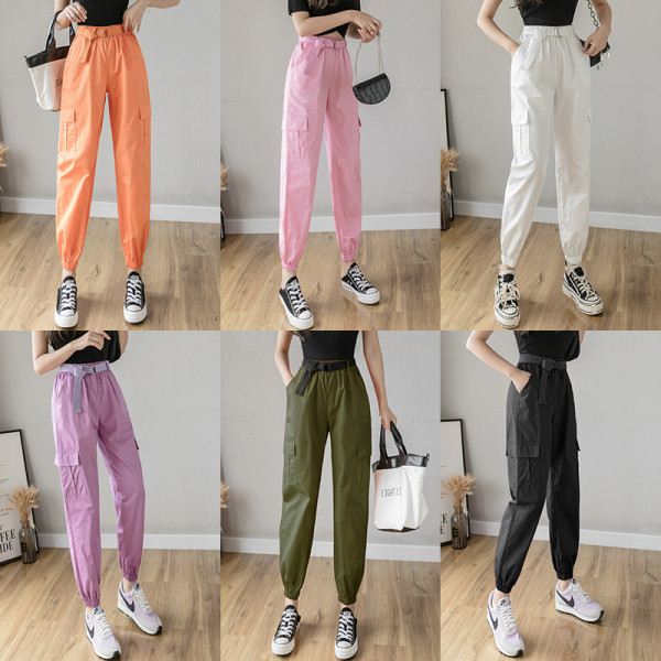 Uus kõrge vöökoha ja taskutega naiste pükste mudel