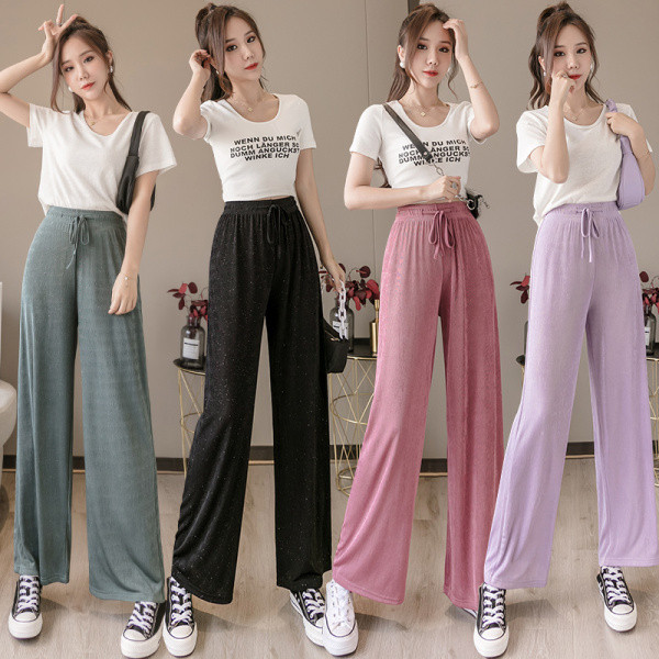 Női nadrág elasztikus derékkal - széles modell