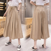 Női lezser széles nadrág elasztikus derékkal és megkötővel