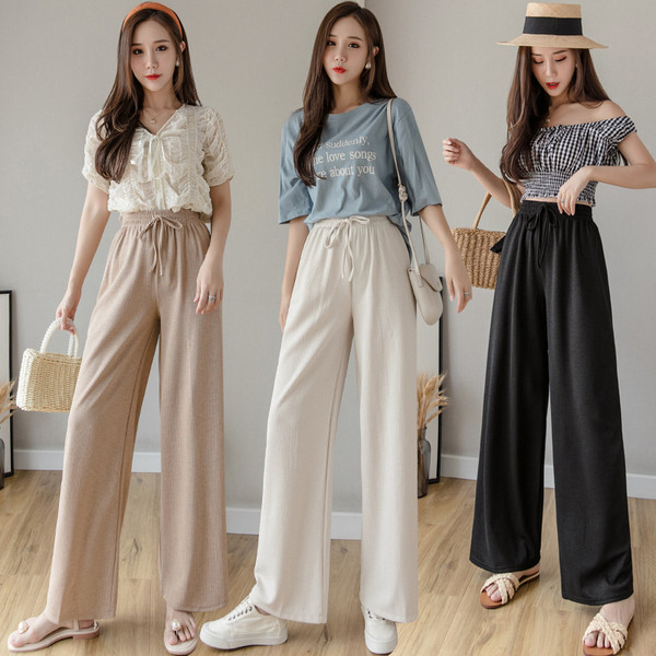 Divatos női nadrág nyakkendővel és elasztikus derékkal