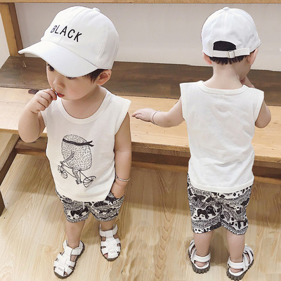 Jauna modeļa vasaras komplekts zēniem melnā un baltā krāsā