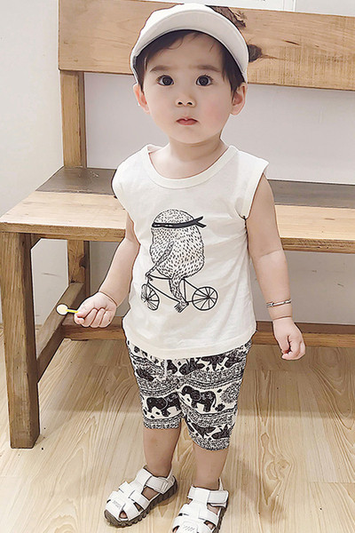 Jauna modeļa vasaras komplekts zēniem melnā un baltā krāsā