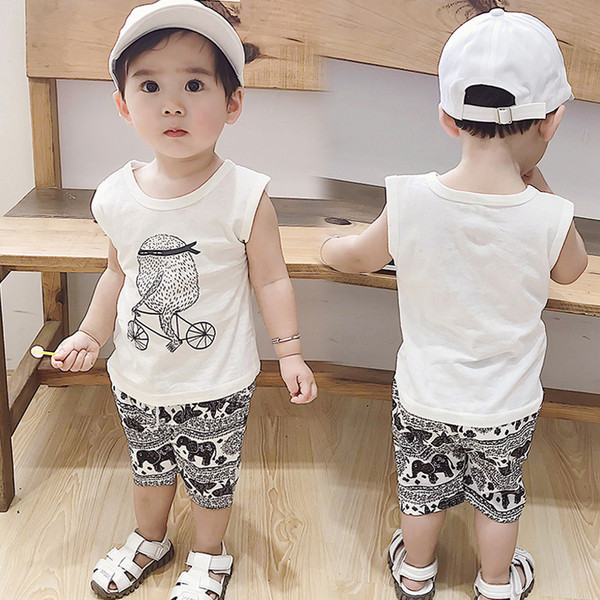 Jauna modeļa vasaras komplekts zēniem melnā un baltā krāsā