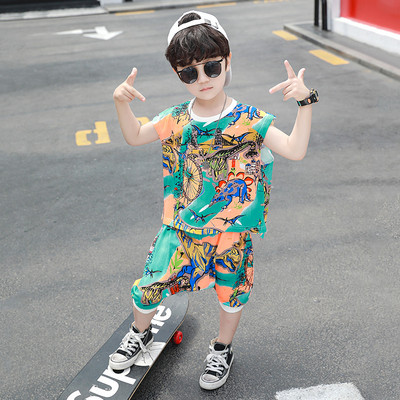 Παιδικό σετ μπλουζάκι και 3/4 παντελόνι με μοτίβο