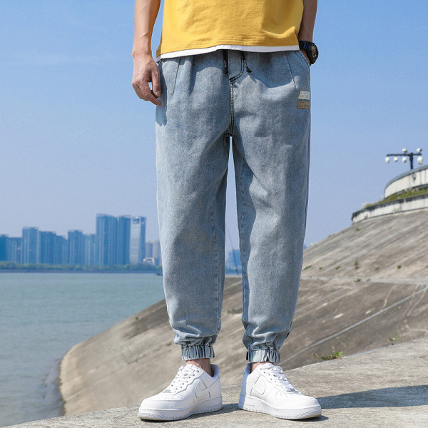 Moodne meeste pikkade teksade lai taskutega mudel