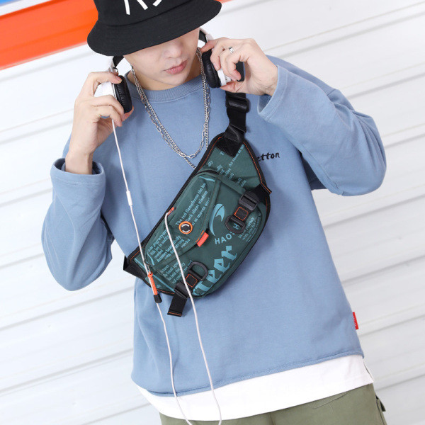 Geanta de zi cu zi pentru barbati din textile cu fermoar si maner lung