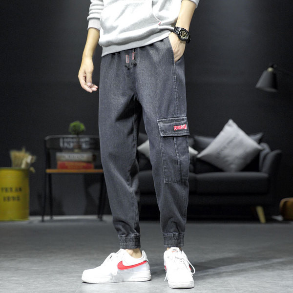 Blugi lungi casual pentru bărbați, cu buzunare laterale și fermoar