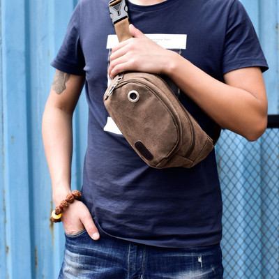 Мъжка ежедневна чанта с цип и дръжка от текстил