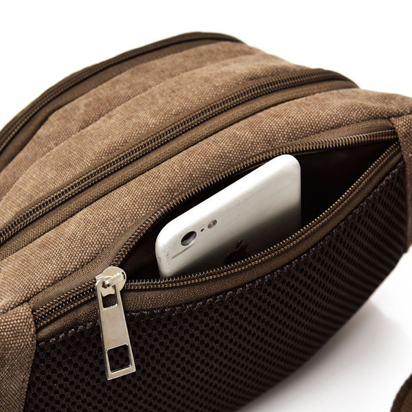 Férfi mindennapi táska cipzárral és textil fogantyúval