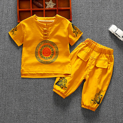 Laste komplekt 7/8 pükstest ja nööpidega pluusist