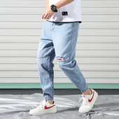Blugi casual barbatesti cu elastic la glezna si fermoar