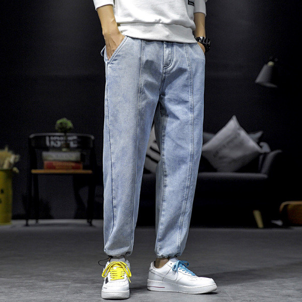 Lezser férfi hosszú farmer széles modell, bokánál gumival