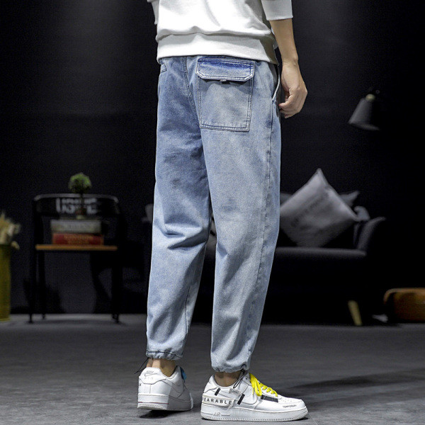 Lezser férfi hosszú farmer széles modell, bokánál gumival