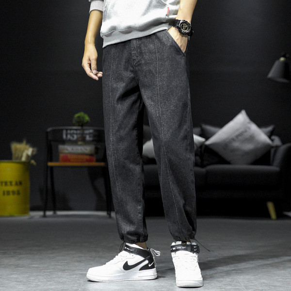 Lezser férfi hosszú farmer széles modell, bokánál gumival