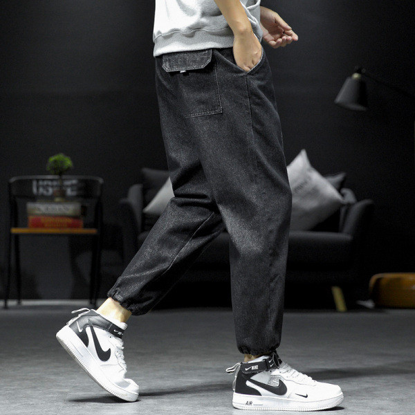 Lezser férfi hosszú farmer széles modell, bokánál gumival