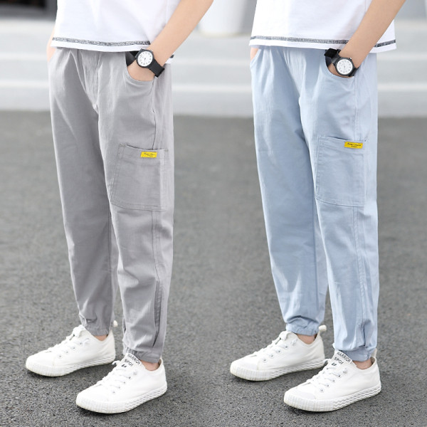 Laisvalaikės vaikiškos ilgos kelnės berniukams su kišenėmis