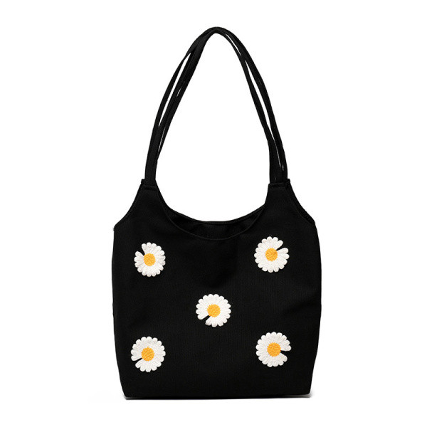 Sieviešu ikdienas soma ar ziedu aplikāciju