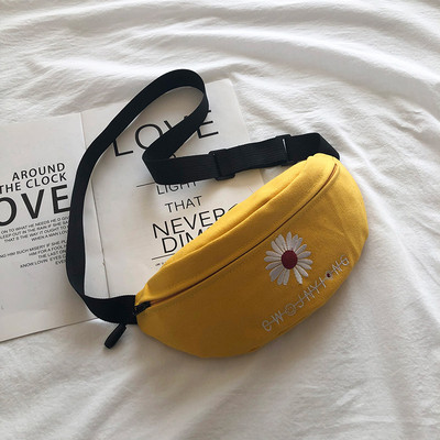 Sport-alkalmi női táska derékra, színes hímzéssel