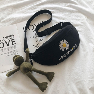 Sport-alkalmi női táska derékra, színes hímzéssel