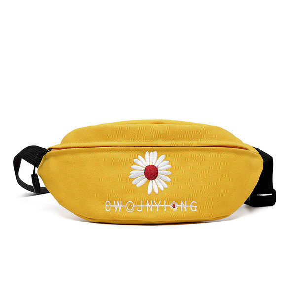 Sport-alkalmi női táska derékra, színes hímzéssel