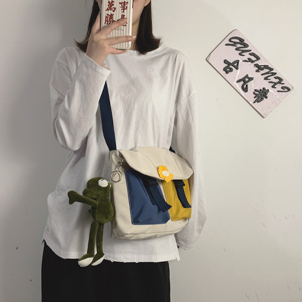 Geantă casual de damă cu mâner lung și buzunare colorate