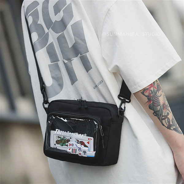 Geanta barbati model nou cu buzunar transparent