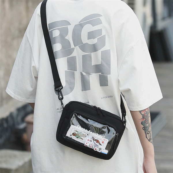 Geanta barbati model nou cu buzunar transparent